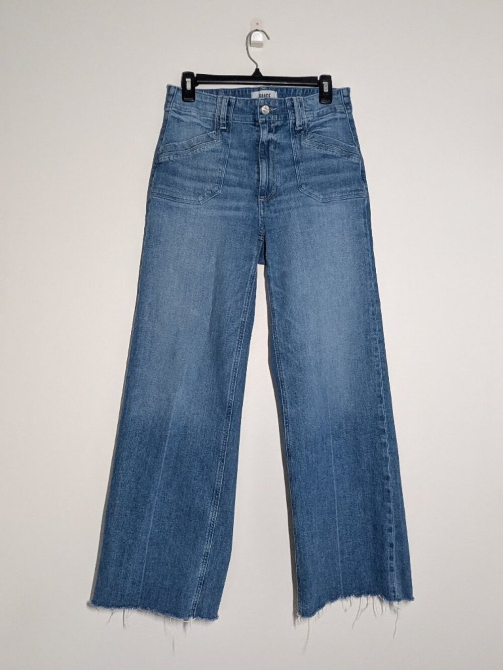 PAIGE Denim, Anessa 31" Wide Leg Jean, Size 28, Raw Hem, Viva Wash